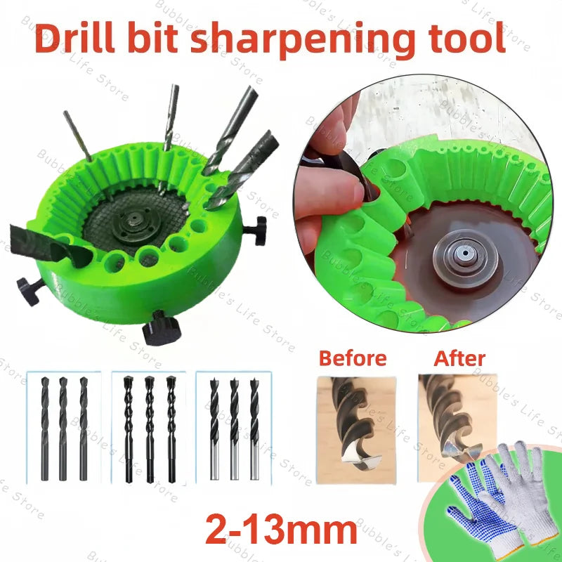 Multipurpose Drill Bit Grinding Sharpener Polishing Grinding Tool 125mm Angle Grinder Powered Tool Parts For 2-13mm Drill Bits | Color:C-Additional gloves