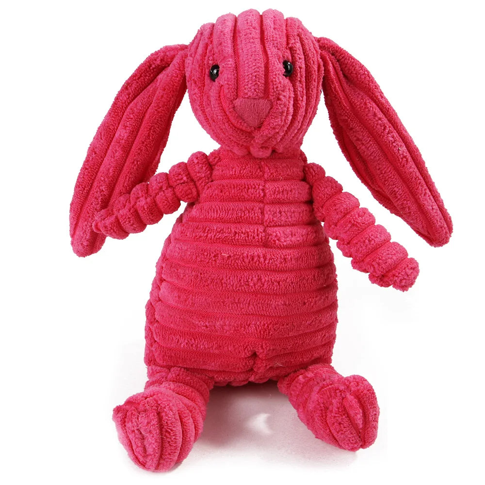 Pet Dog Molar Toy Vent Training Corduroy Monkey Pig Voice Plush Toy Dog Tooth Cleaning Supplie Dog Toys for Large Dogs | Color:rabbit