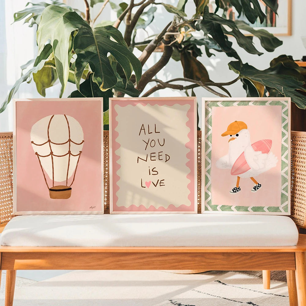 Fashion Dog Lion Leopard Surfer Seagull Poster Animal Wall Art Kids Room Decor Boho Nursery Print Safari Montessori Illustration | 1