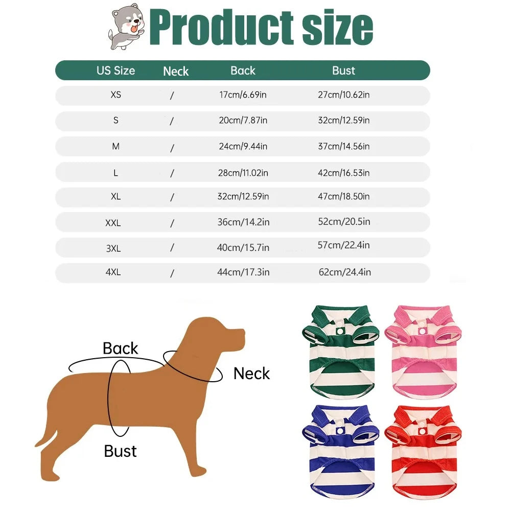 Stripe Dog Shirt Breathable Polo Shirts Summer Dog Clothes for Small Medium Dogs Cat Girl Boy Puppy Chihuahua Yorkie Pet Apparel | 2