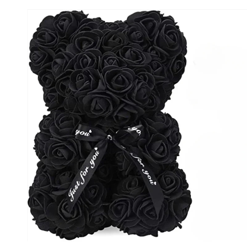 2026 New Artificial Flower Eternal Rose Teddy Bear for Mom Mother's Day Birthday Valentine's Day Anniversary Gifts & Decorations | Color:Black