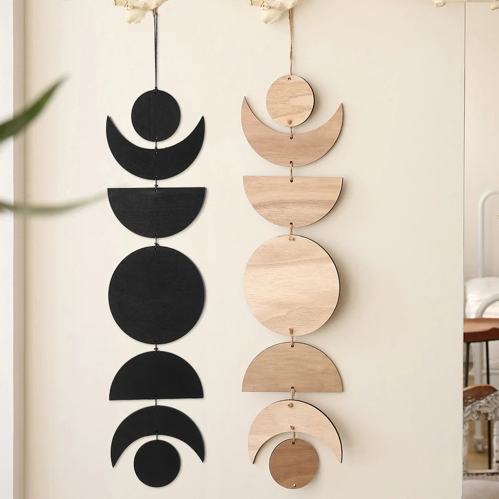 Wooden Moon Phase Garland Wall Decor Ramadan Decoration Boho Home Decor Bedroom Living Room Nursery Ornament Decor Craft Gift | 1