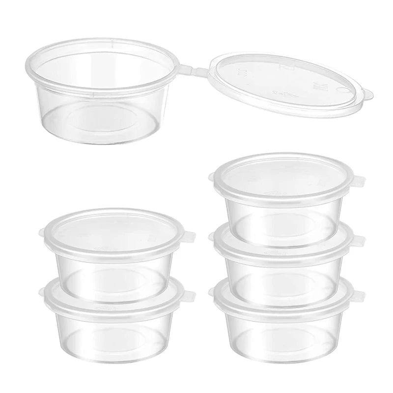 10pcs Disposable Clear Plastic Sauce Pot Chutney Cups Slime Storage Container Box With Lids Kitchen Organizer | 0