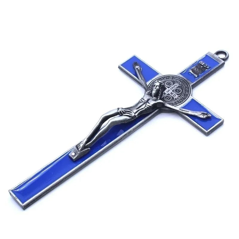1Pc Church Relics Jesus on The Stand Cross Wall Crucifix Antique Home Chapel Decor | Color:blue