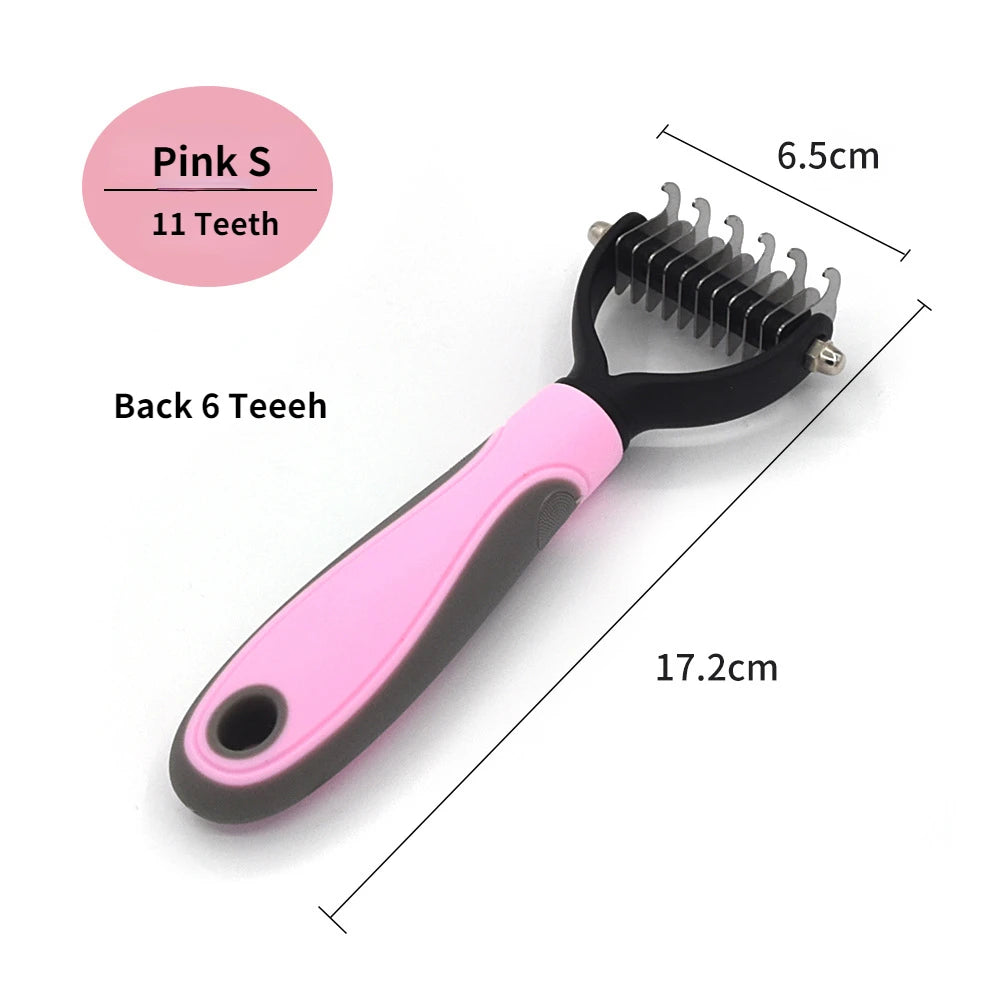 Professional Pet Deshedding Brush Dog Hair Remover Pet Fur Knot Cutter Puppy Cat Comb Brushes Dogs Grooming Shedding Supplies | Color:Pink S