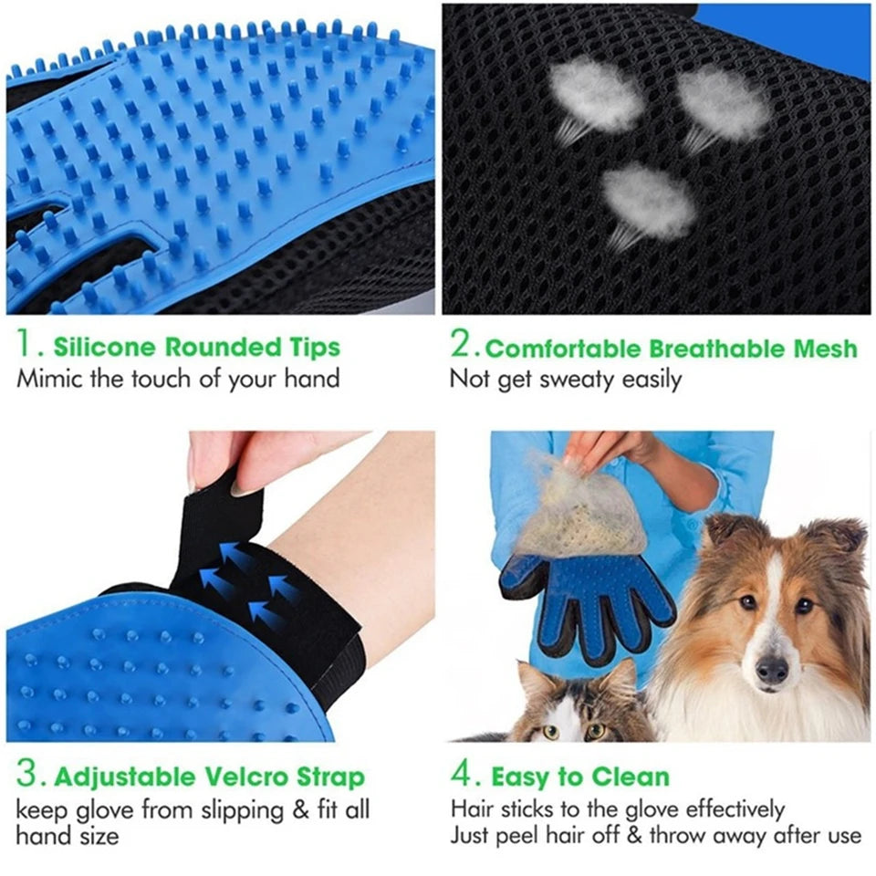 DualPet Pet Grooming Glove for Dog Cats Glove Pet Hair Deshedding Brush Comb Glove Pet Dog Cleaning Massage Glove Accessories | 3