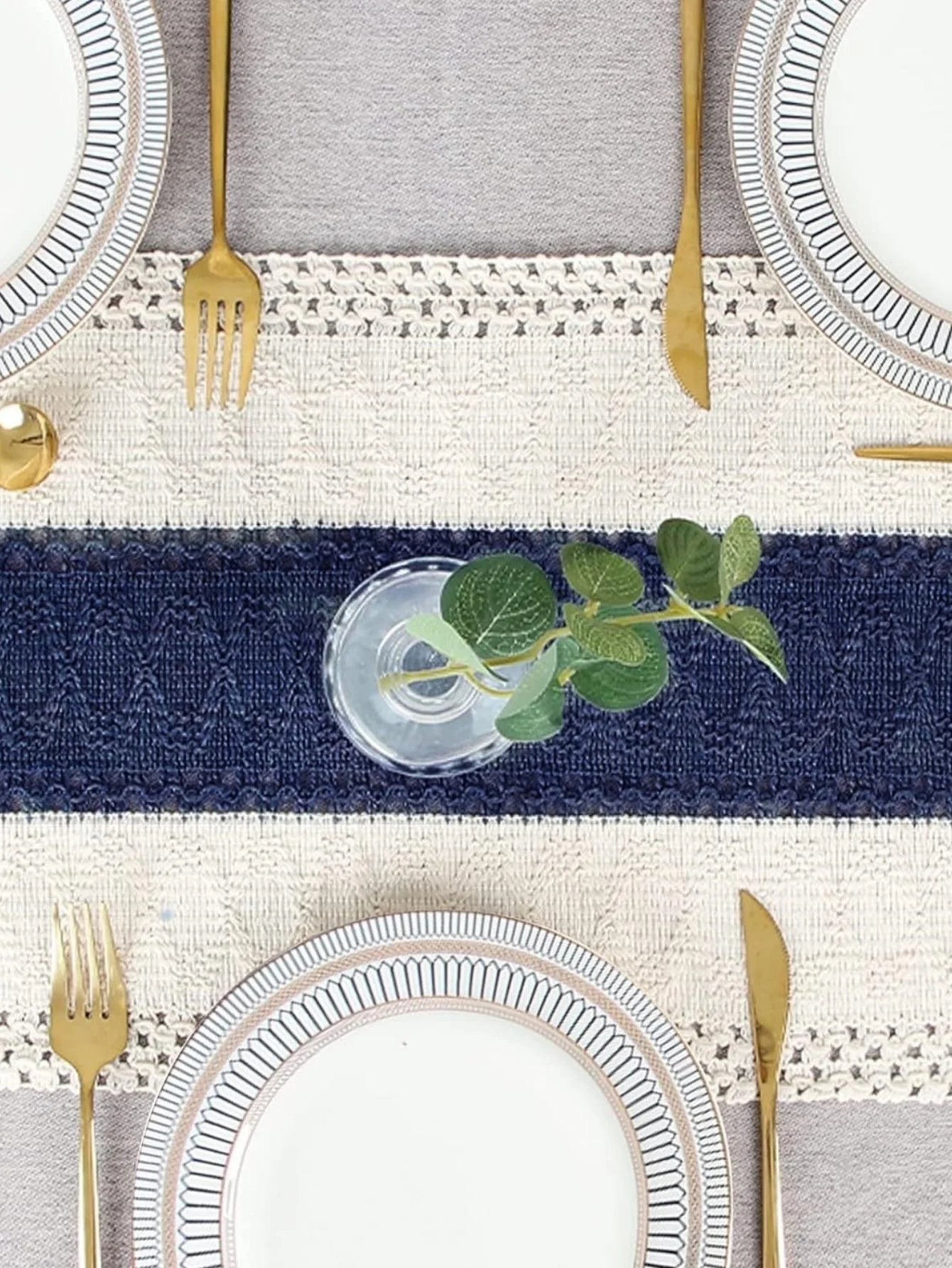 Blue Table Runner Handmade Hemstitch Boho Table Runner Or Dresser Scarf,Classic Table Runner with Tassels for Dining Table Decor | 5