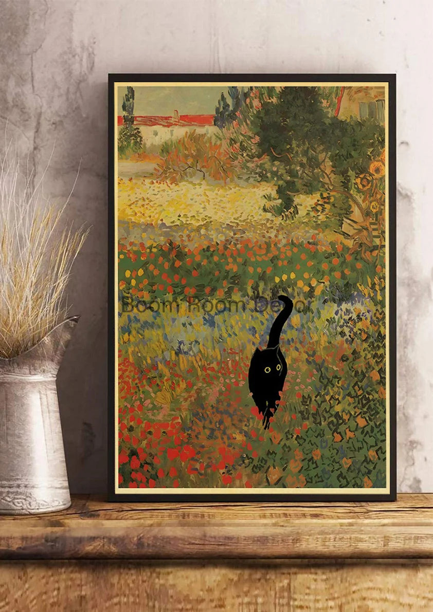 Digital Cats Cute Poster Kraft Paper Prints Modern DIY Funny Cartoon Room Painting Prints Art Picture Posters Living Room Decor | Color:Z123-5