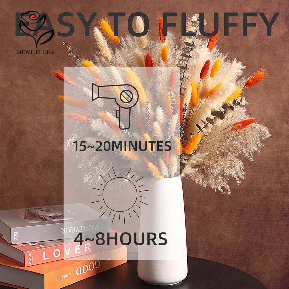 90Pcs Natural Fluffy Pampas Grass Bouquet Boho Home Accessories Fall Decoration Dried Flowers Orange Reeds Wedding Centerpieces | 4