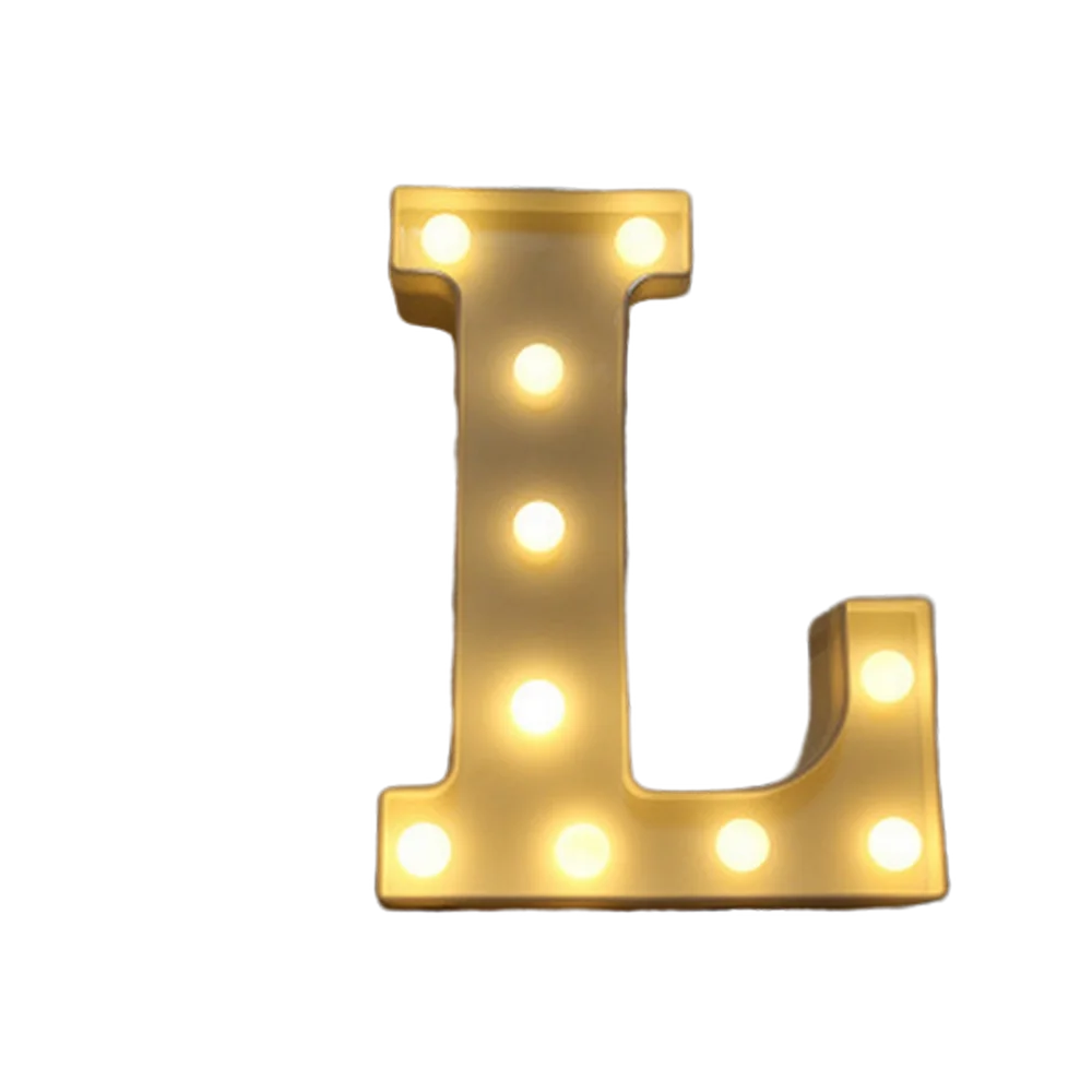 Luminous Number Lamp Alphabet Letter LED Lights Birthday Valentine's Day Wedding Party Decor 0-9 Digital A-Z Letters Night Light | Color:L
