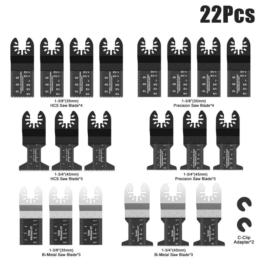 Multifunction Universal Saw Blades Set Oscillating Quick Release For Renovator Woodworking DIY Power Tool 12-108Pcs/Set | Color:22Pc