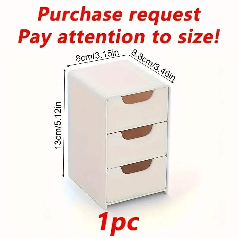 Chic 3-Tier Desk Organizer with Drawers - Ideal for Office Supplies, Jewelry & Cosmetics Storage - Portable Divider Box | Color:WHITE