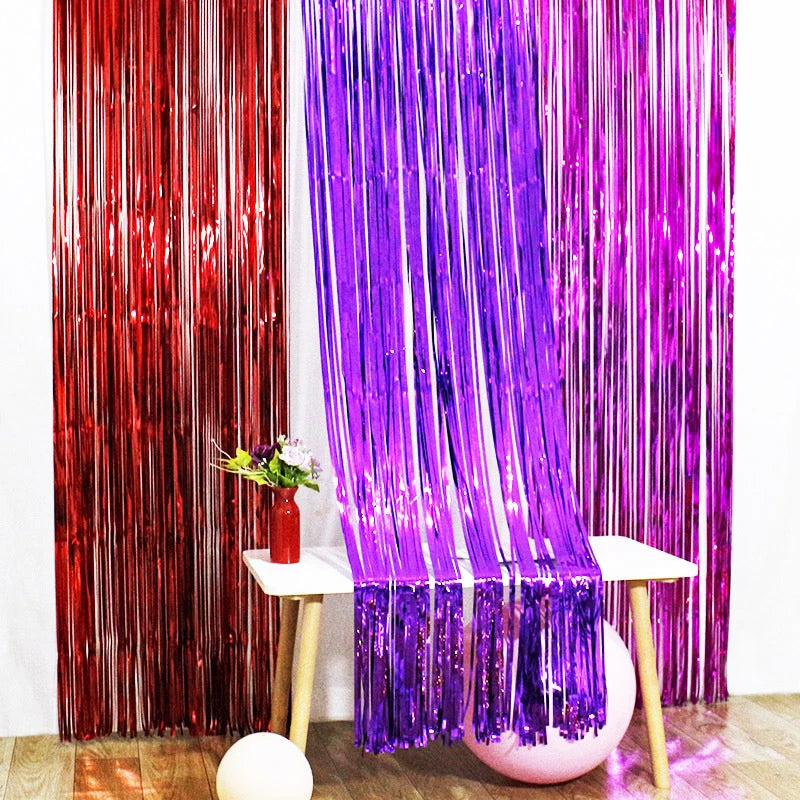 2/3M Party Background Wedding Decoration Foil Fringe Curtain Sequin Bachelorette Photo Backdrop Wall Curtain Birthday BabyShower | 1