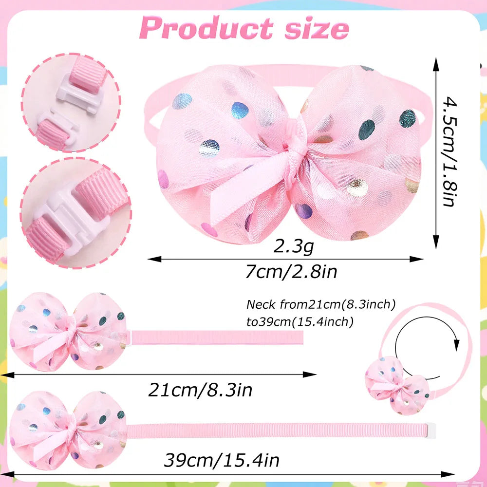 10PCS Adjustable Dog Bow Ties Lace Pet Collars For Dogs Cute Cat Necklaces Puppy Bowties Collar Dog Grooming Accessories | 2