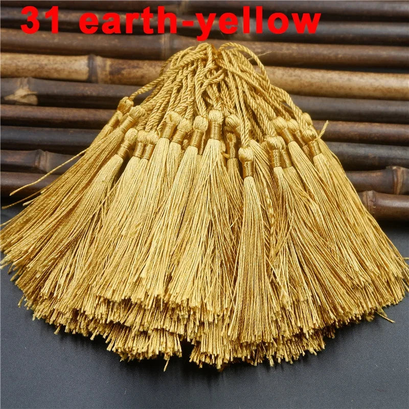 100pcs/lot 13cm Tassel Silk Fringe Silky Floss Bookmark Tassels Mini Tassels For DIY Craft Jewelry Making Souvenir Bookmarks | Color:31 Earth-yellow