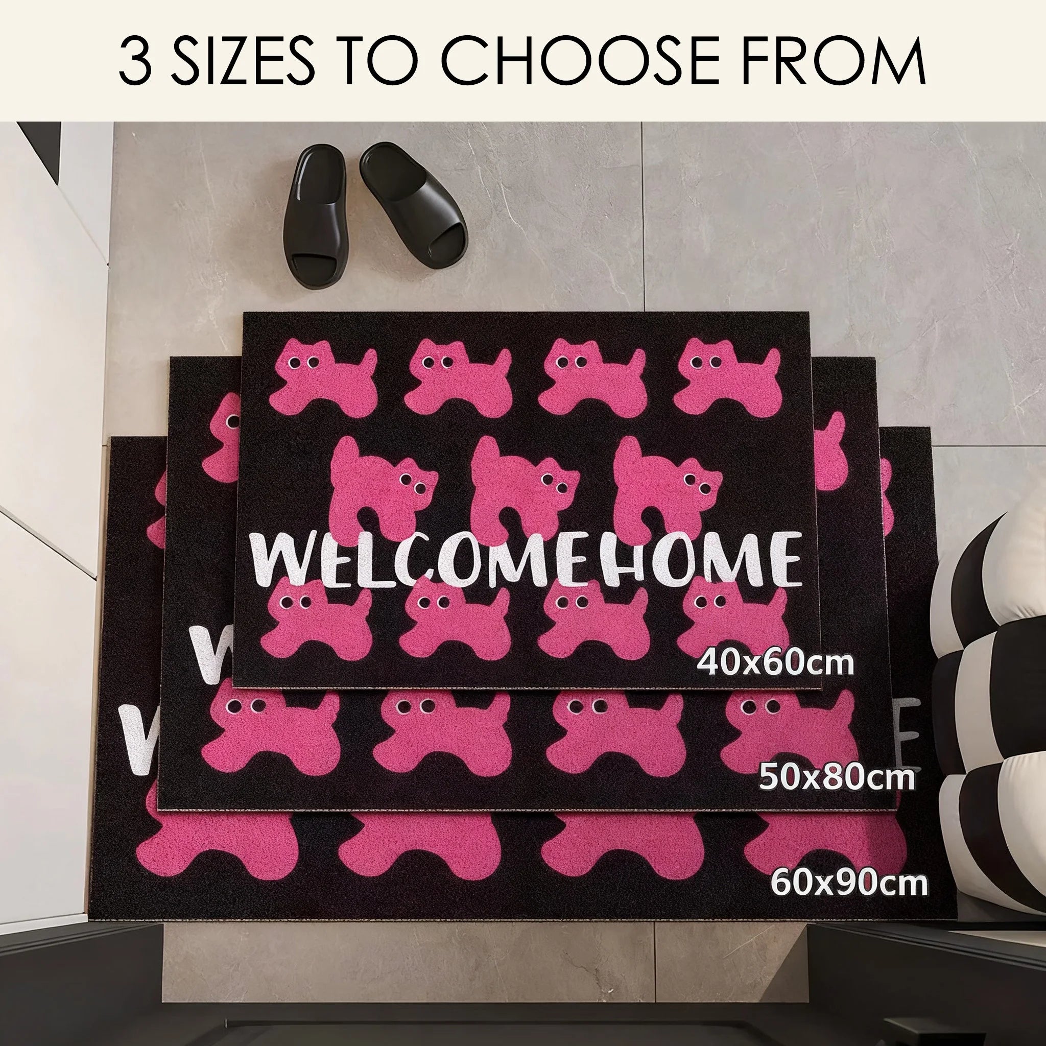 Cool Pink Cat Entrance Doormat Anti-slip PVC Floor Mats Ins Style Entry Porch Hallway Entryway Home Decor Dust Removal Carpet | 4