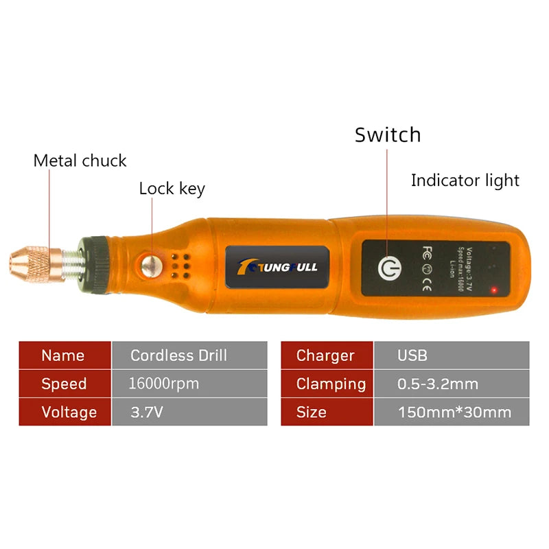 DIY Mini Rotary Tool USB Engraving Tool Dremel Tool Mini Grinder Machine Mini Wireless Drill Rechargeable Polishing Machine | 3