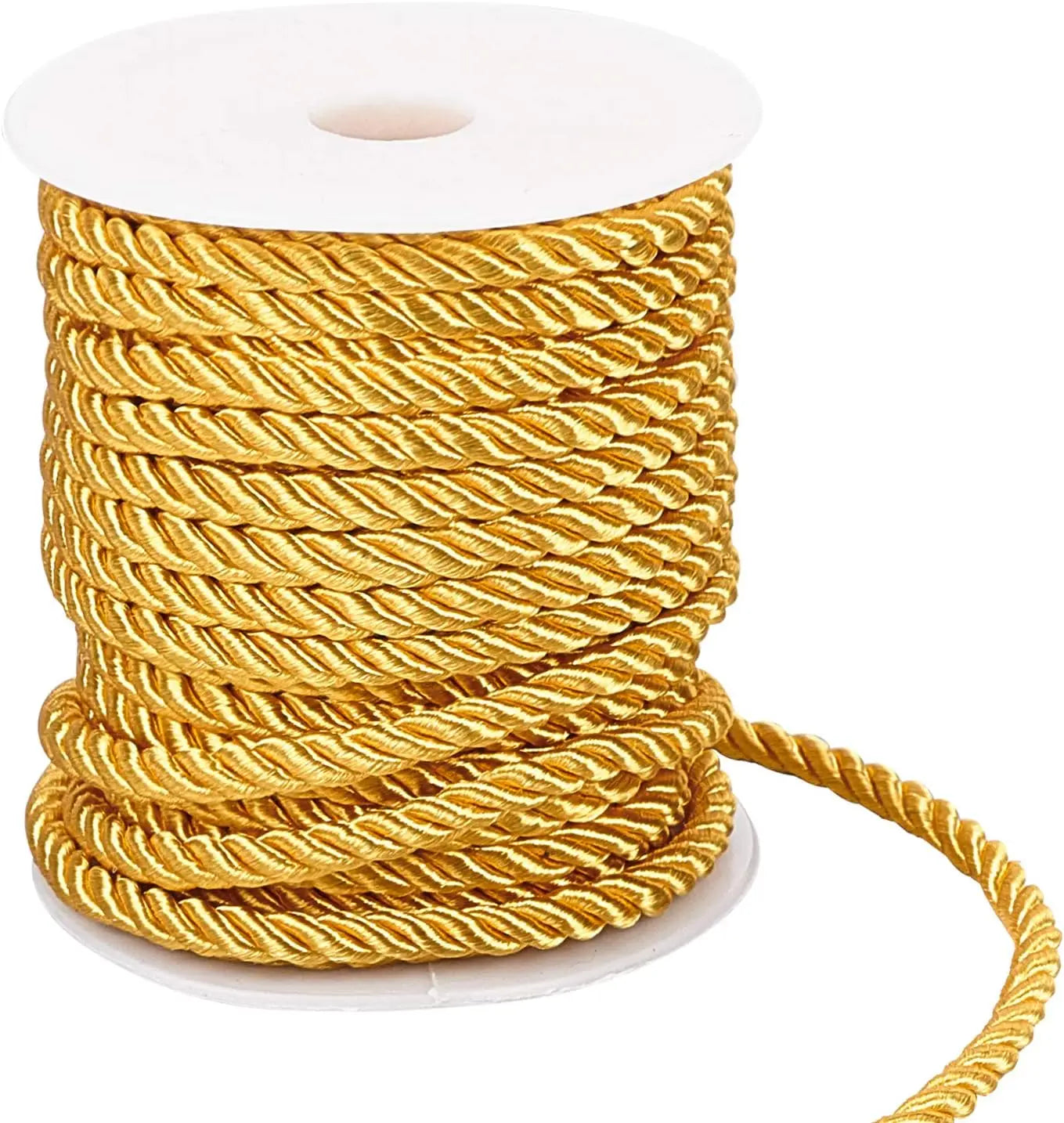 5MM Twisted Cord Rope Trim Craft Decorative Polyester Rope Handmade Cording for Sewing Crafts Upholstery Home Decor 5m | Color:Gold yellow