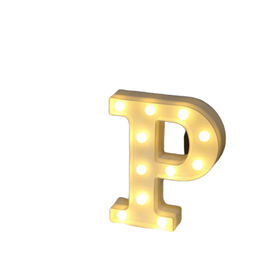 Luminous Number Lamp Alphabet Letter LED Lights Birthday Valentine's Day Wedding Party Decor 0-9 Digital A-Z Letters Night Light | Color:P