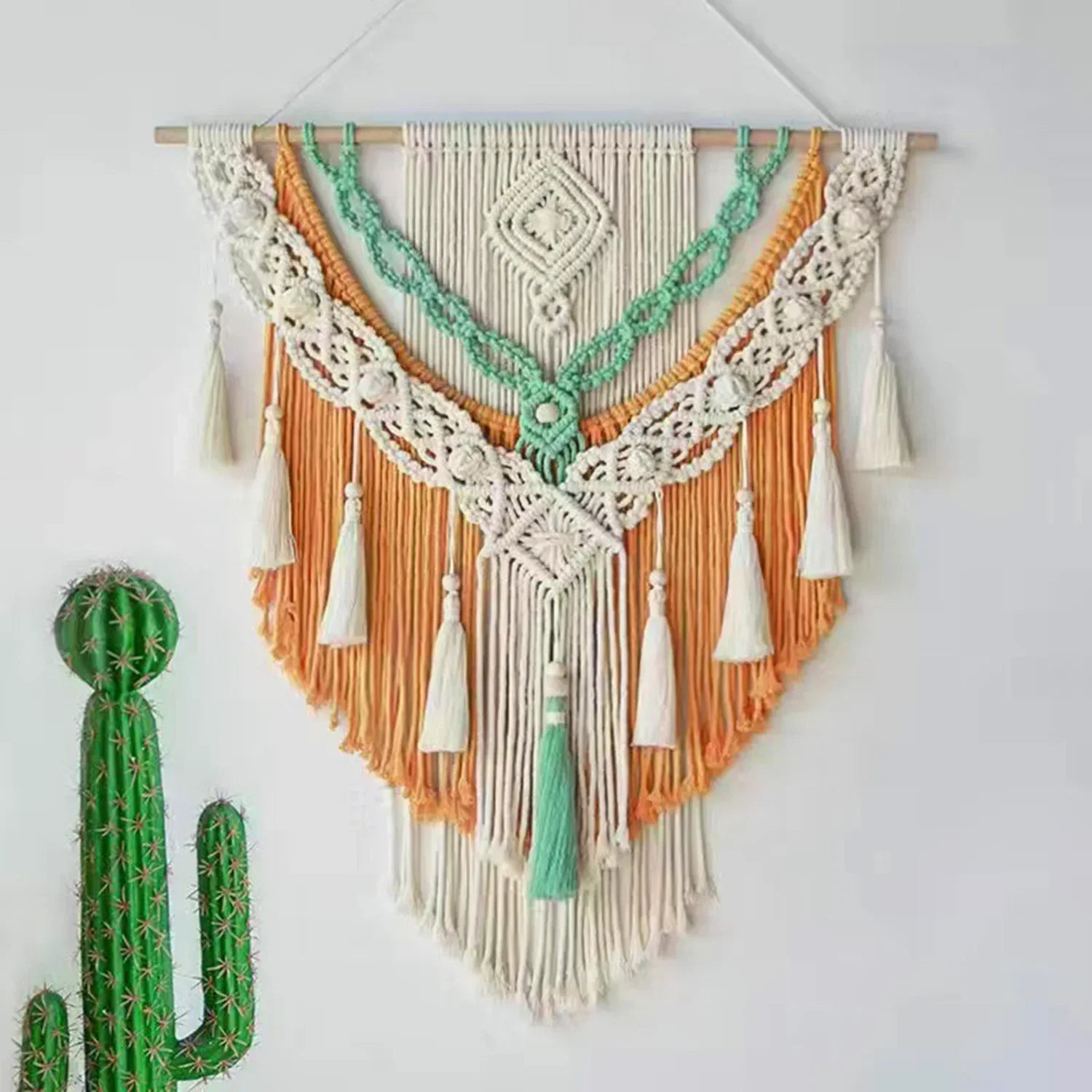 Macrame Woven Wall Hanging Boho Home Chic Bohemian Geometric Art Decor Beautiful Apartment Dorm Room Decoration Tapestry | 4