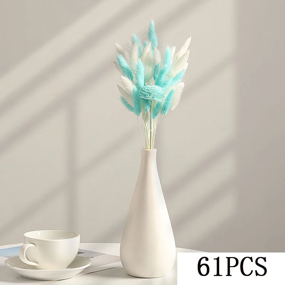 Nature Dry Helichrysum Bracteatum Eucalyptus Colorful Flower Bouquet Boho Chic Centerpieces for Wedding Pampas Grass Home Decor | Color:E