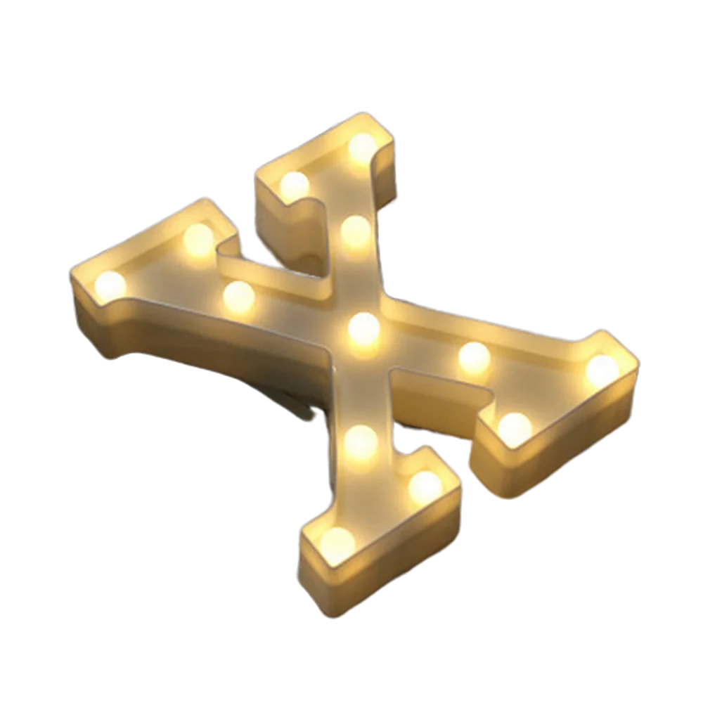 Luminous Number Lamp Alphabet Letter LED Lights Birthday Valentine's Day Wedding Party Decor 0-9 Digital A-Z Letters Night Light | Color:X