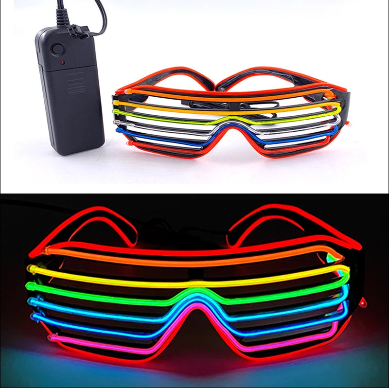 Fashion Luminous Decorative Glasses Neon Light Decoration LED Sunglasses For Nightclub DJ Dance Music Rave Costume Night | Lenses Color:Type 16