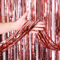2/3M Party Background Wedding Decoration Foil Fringe Curtain Sequin Bachelorette Photo Backdrop Wall Curtain Birthday BabyShower | Color:Glossy Rose Gold
