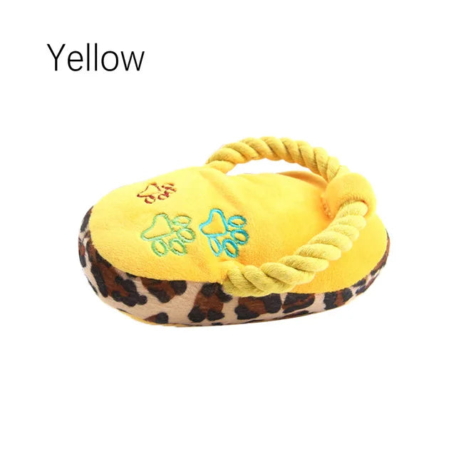 Funny Pet Dog Toys Plush Slippers Bite Chicken Leg Shoe Shape  Small And Medium-Sized Dog Outdoor Training Cat Relieve Anxiety | Color:Yellow
