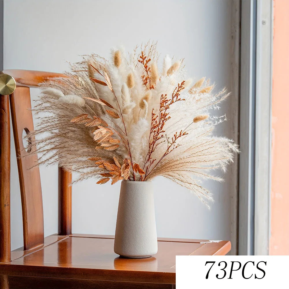 40pcs Preserved Flowers Orange Eucalyptus Pampas Bouquets Tropical Boho Home Decor Artificial Plants Fall Wedding Arrangement | Color:E