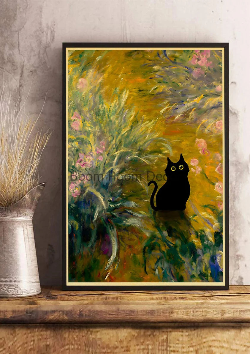 Digital Cats Cute Poster Kraft Paper Prints Modern DIY Funny Cartoon Room Painting Prints Art Picture Posters Living Room Decor | Color:Z123-18