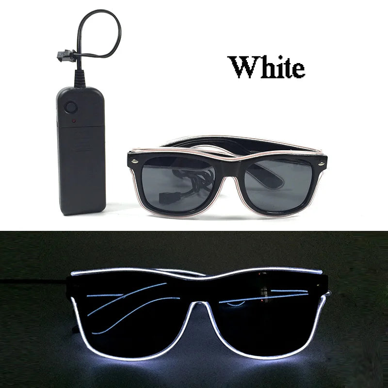 Fashion Luminous Decorative Glasses Neon Light Decoration LED Sunglasses For Nightclub DJ Dance Music Rave Costume Night | Lenses Color:Type 03