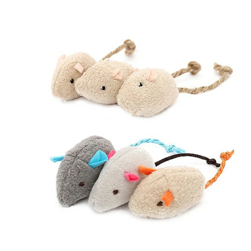 3-200 Pcs Rattle Cat Mouse Toys Also Prefilled Catnip Faux Fur Cat Toys Interactive Cat Game Catnip Toys for Cats Pet Products | Color:Random Color