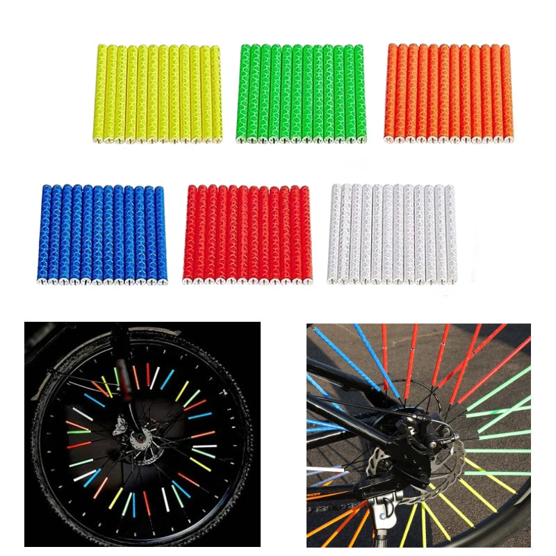 12pcs/Bag Bicycle Spoke Reflective Strip 7.5cm MTB Bike Wheel Rim Spoke Sticker Tube Warning Strip DIT Riding Reflective Stripe | 5