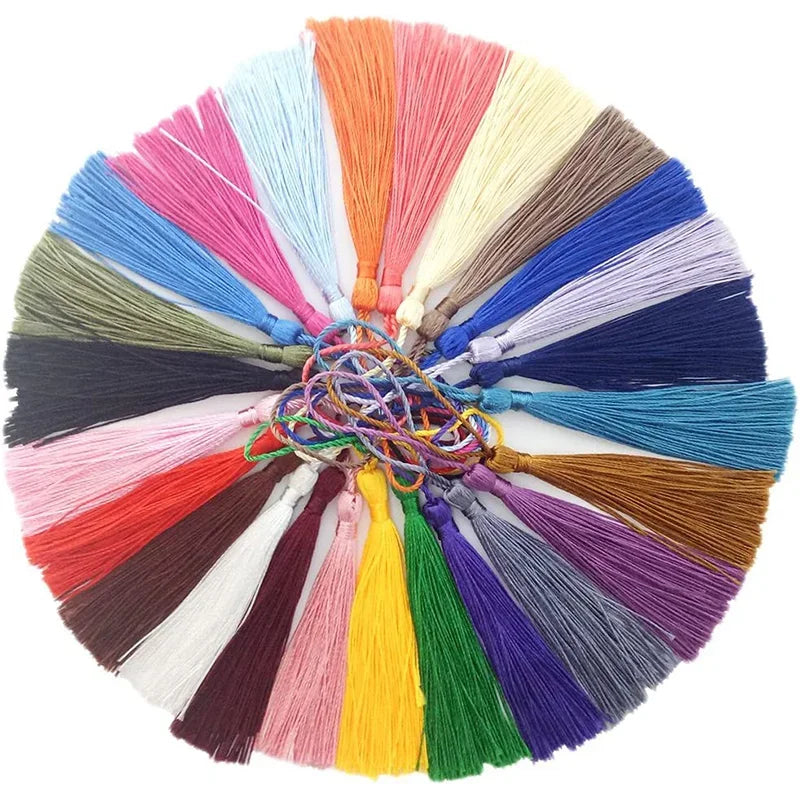 100pcs/lot 13cm Tassel Silk Fringe Silky Floss Bookmark Tassels Mini Tassels For DIY Craft Jewelry Making Souvenir Bookmarks | Color:31 Mixed color
