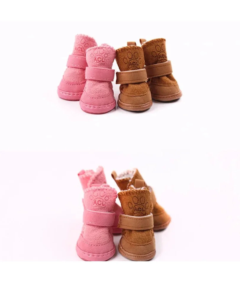 4pcs/set Pet Dog Shoes Winter Warm Shoes for Small Medium Dogs Anti-slip Puppy Rain Snow Boots Footwear Cat Dog Walking Sneakers | 3