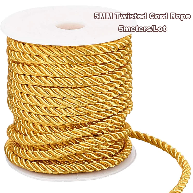 5MM Twisted Cord Rope Trim Craft Decorative Polyester Rope Handmade Cording for Sewing Crafts Upholstery Home Decor 5m | 0