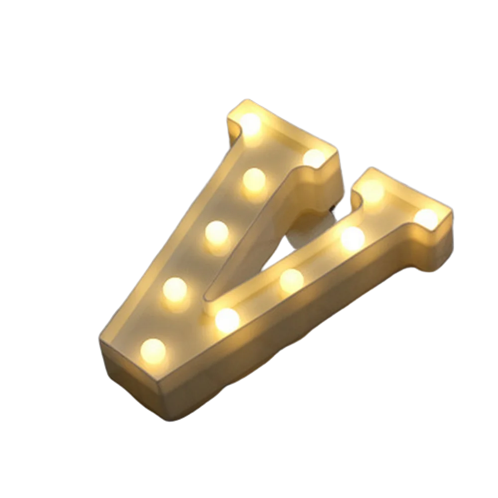 Luminous Number Lamp Alphabet Letter LED Lights Birthday Valentine's Day Wedding Party Decor 0-9 Digital A-Z Letters Night Light | Color:V
