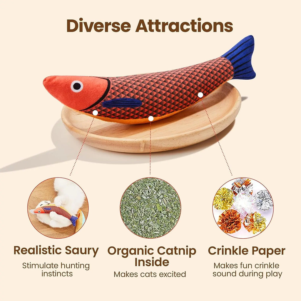 Cat Toys Fish,Teeth Grinding Catnip Toys,Soft and Durable,Kitten Toys Interactive Sounding Cat Chew Bite Plush Toys Cat Supplie | 2