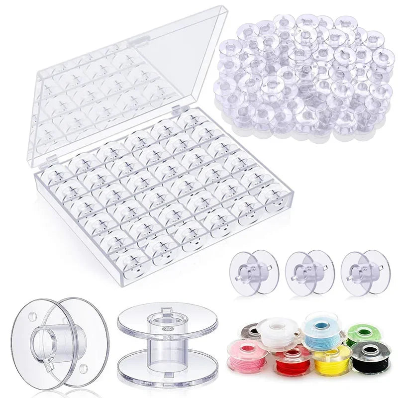 25Pcs Clear Sewing Machine Bobbins Spools Empty Bobbins Spools Plastic Storage Box For Household DIY Sewing Accessories Tools | 0