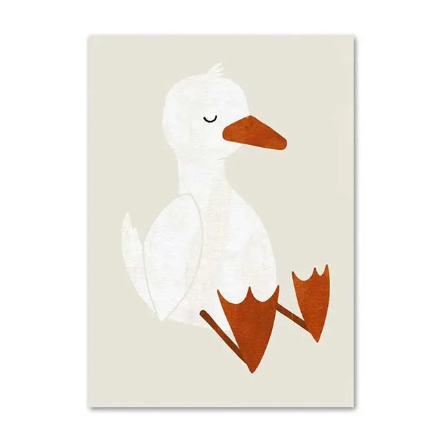 New Boho Cartoon Rabbit Mouse Goose Nurser Art Canvas Painting Nordic Retro Poster and Prints Wall Picture Baby Kids Room Decor | Color:P