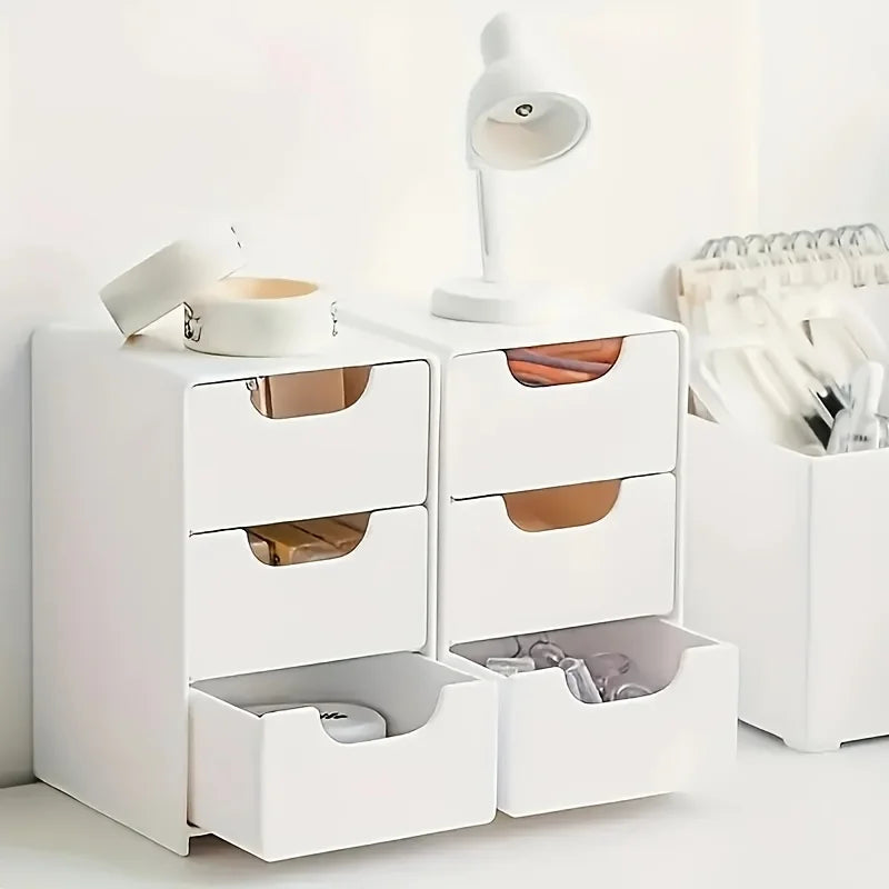 Chic 3-Tier Desk Organizer with Drawers - Ideal for Office Supplies, Jewelry & Cosmetics Storage - Portable Divider Box | 2