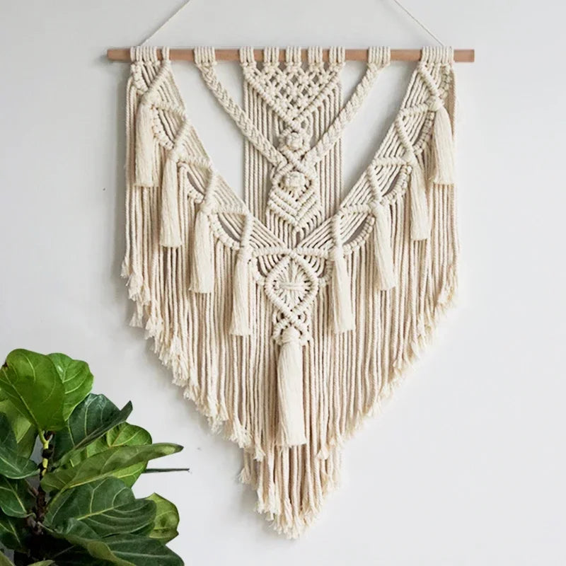 Macrame Woven Wall Hanging Boho Home Chic Bohemian Geometric Art Decor Beautiful Apartment Dorm Room Decoration Tapestry | 0