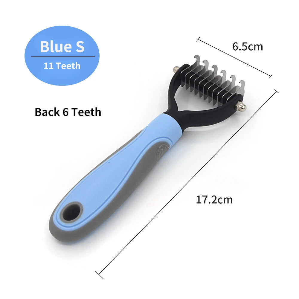 Professional Pet Deshedding Brush Dog Hair Remover Pet Fur Knot Cutter Puppy Cat Comb Brushes Dogs Grooming Shedding Supplies | Color:Blue S