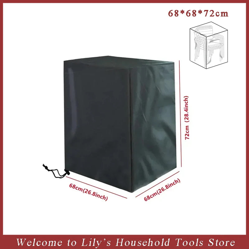 Stacked Chair Dust Cover Outdoor Garden Patio Furniture Protector Cover Waterproof Dustproof Chaircover Rain Cover Chair Sofa | Color:68x68x72cm