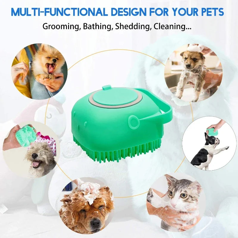 Pet Dog Shampoo Brush 2.7oz 80ml Cat Massage Comb Grooming Scrubber  for Bathing Short Hair Soft Silicone Rubber | 4
