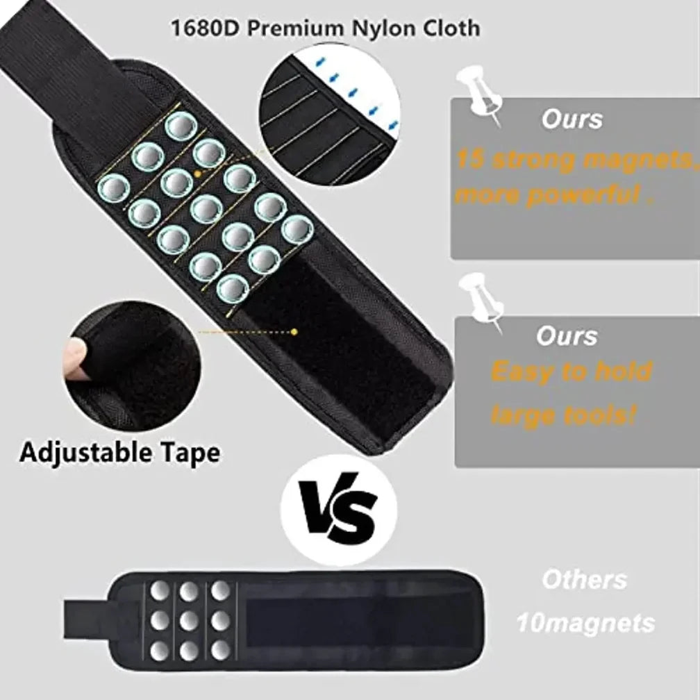 5 Rows 15 Magnets powerful magnetic tool magnetic wristband secure screws nails drill bits strong magnetic wrist tool kits parts | 2
