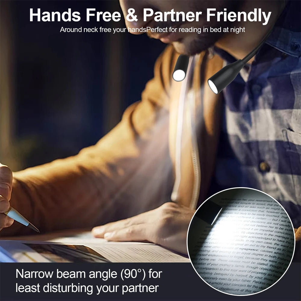 LED Reading Neck Light Usb Rechargeable Book Lamp 360° Flexible Arm Reading Book Light Read Neck Lamp Study Reading Night Light | 4