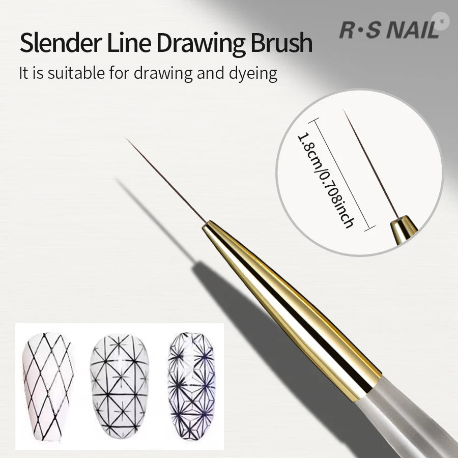 RSNAIL Nail Art Liner Brushes French Stripe Nail Line Painting Pen 18mm Slender Long Line Drawing Brush UV Gel DIY Manicure Tool | 2