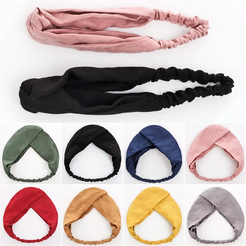 Cross Turban Solid Headbands for Women Twist Knotted Boho Suede Hair Bands For Girls Sweet Bow Headwrap Vintage Hair Accessories | 2